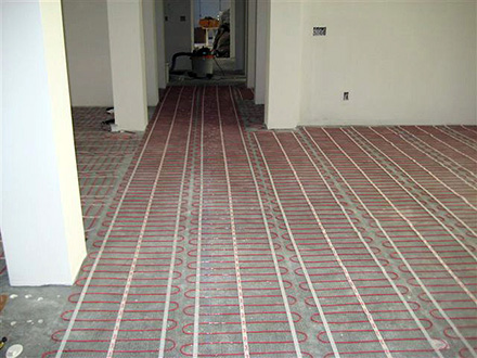 A heated floor installation.
